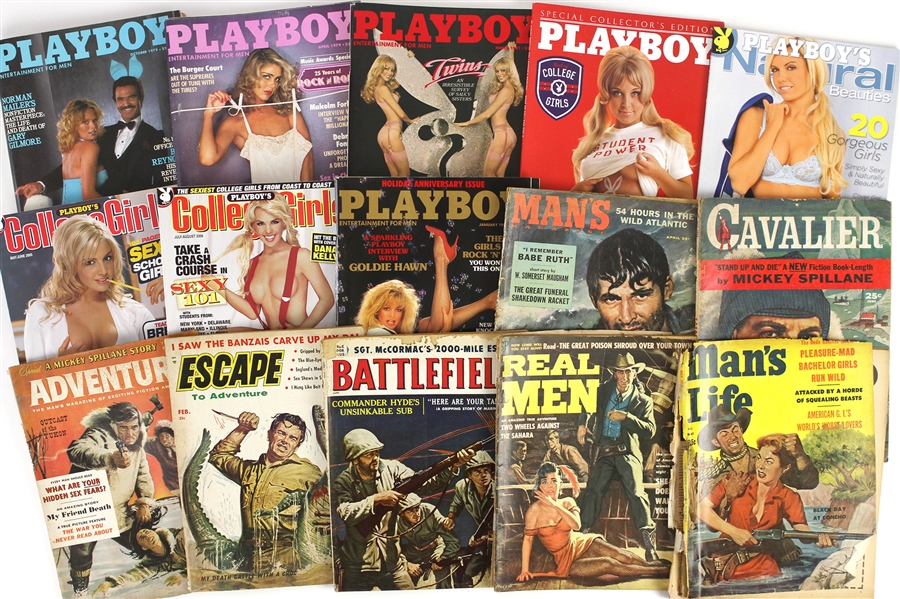 1950s-2010s Mens Magazine Collection - Lot of  28 w/ Playboy, Stag, Escape to Adventure & More