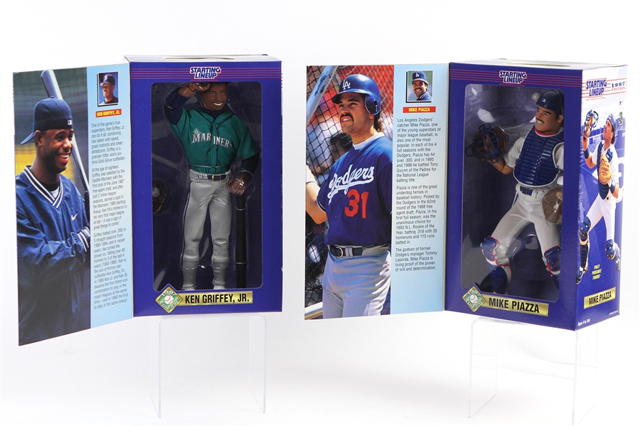 1997 Ken Griffey Jr. Mike Piazza Mariners/Dodgers MIB 12" Starting Lineup Figures - Lot of 2