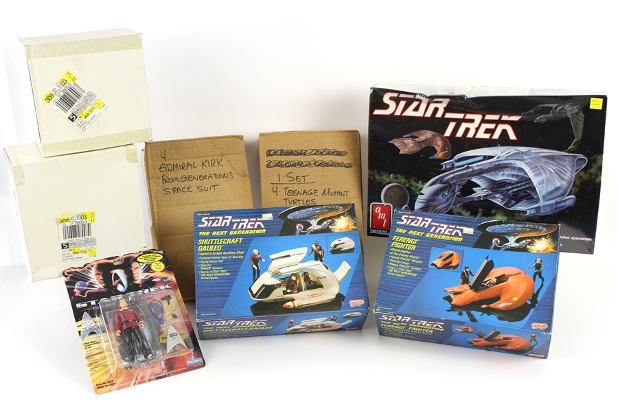 1989-94 Star Trek MIB Vehicles & MOC Action Figure Collection - Lot of 19 w/ Captain Kirk Generations, Teenage Mutant Ninja Turtle Star Trek, 3-Piece MIB Model Kit & More