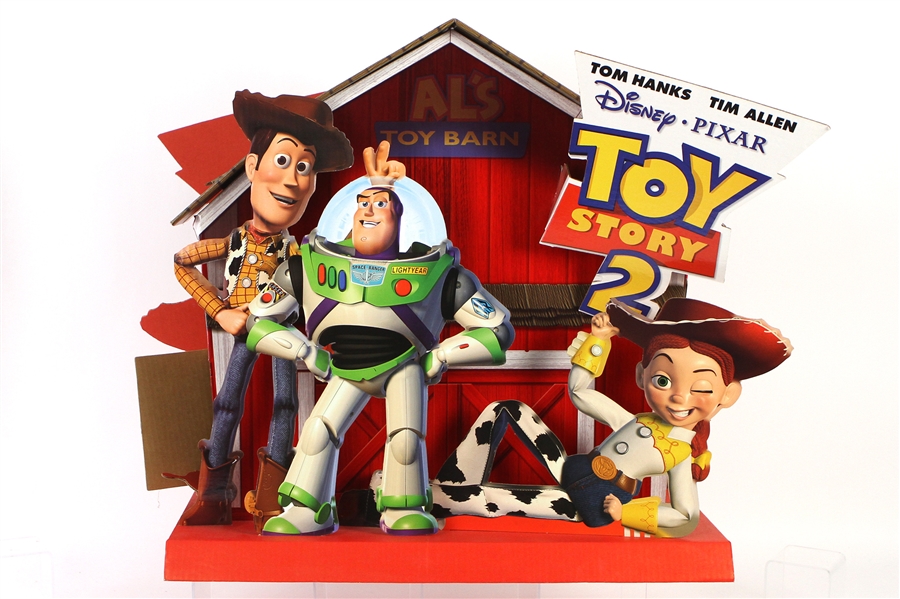 1999 Toy Story 2 Dual Sided Advertsing Display w/ Woody, Buzz Lightyear & Jessie The Yodeling Cowgirl