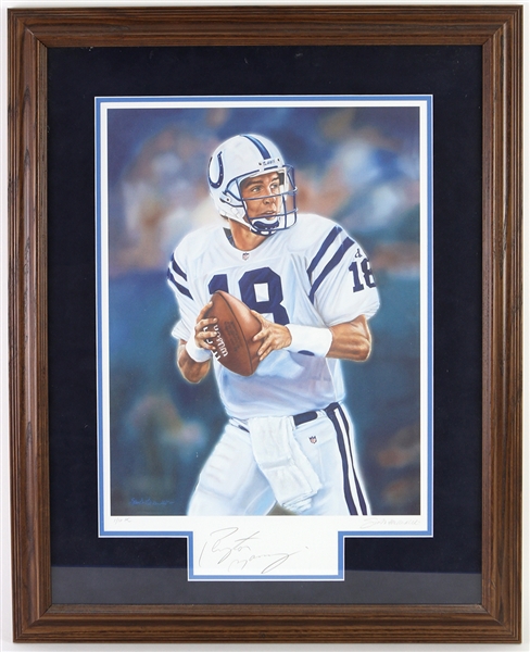 1999 Peyton Manning Indianapolis Colts Signed 23" x 29" Framed Lithograph (JSA) 1/10 HC