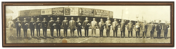 1909 Chicago Cubs 2X World Champions at South Ends Ground in Boston Panoramic Yard Long Civilian Clothes 9" x 35" Framed Original Photo (This Image Is Unique To the Hobby)