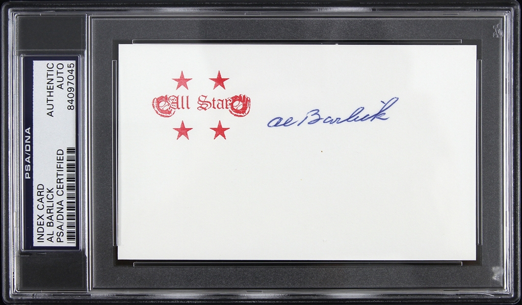 1940s-1970s Al Barlick National League Umpire Signed 3"x 5" Index Card (PSA/DNA Slabbed)
