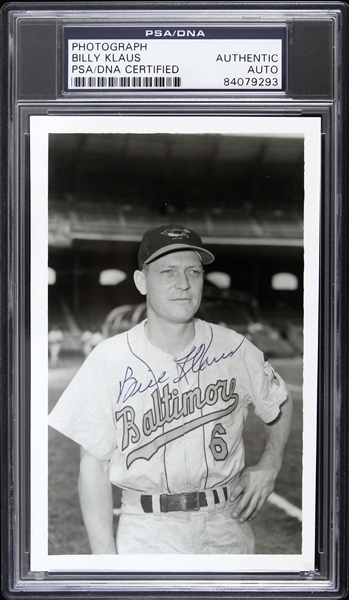 1959-1960 Billy Klaus Baltimore Orioles Signed 3"x 5" Photo (PSA/DNA Slabbed)