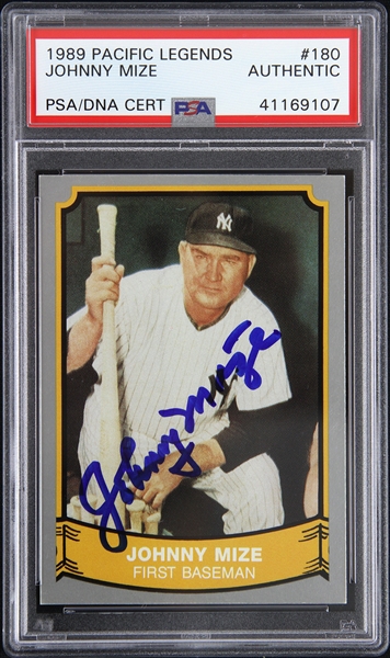 1989 Johnny Mize New York Yankees Autographed Pacific Legends Trading Card (PSA/DNA Slabbed)
