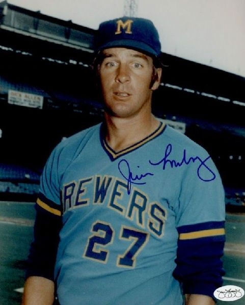 1972 Jim Lonborg Milwaukee Brewers Autographed 8x10 Color Photo *JSA*