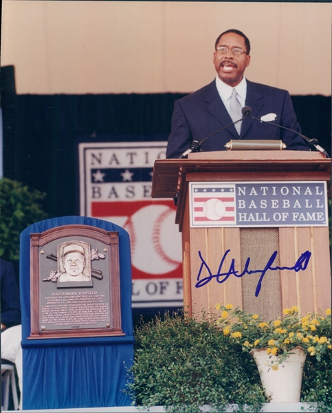 2001 Dave Winfield Autographed Hall of Fame Induction Speech Colored 8x10 Photo (JSA)