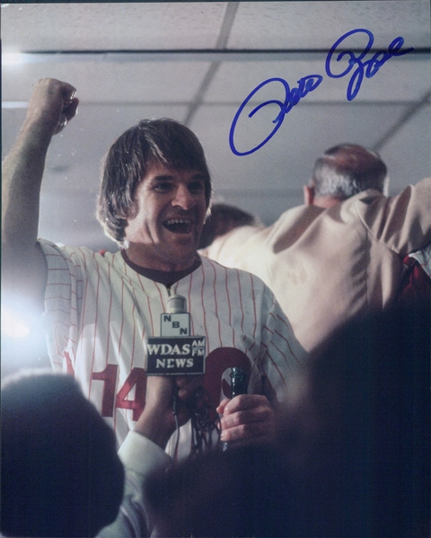 1979-1983 Pete Rose Philadelphia Phillies Autographed Colored 8"x10" Photo (JSA)