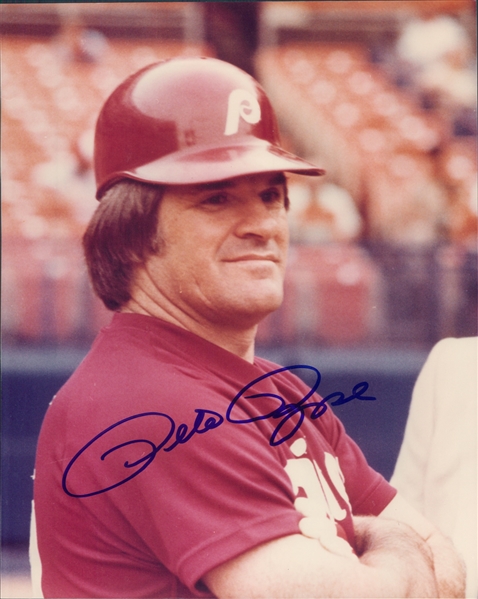 1979-1983 Pete Rose Philadelphia Phillies Autographed Color 8"x10" Photo (JSA)