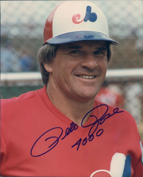 1984 Pete Rose Montreal Expos Autographed Color 8"x10" Photo (JSA)