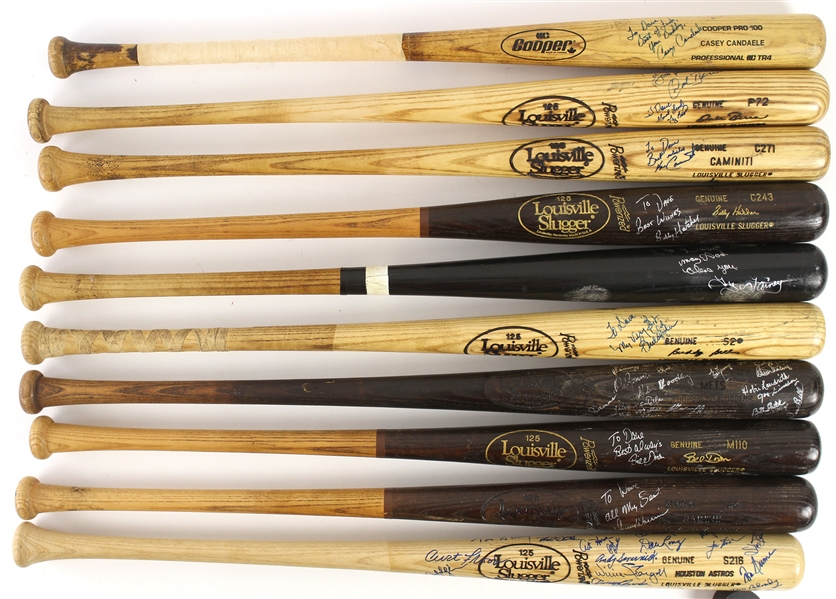 1986-89 Houston Astros Signed Professional Model Game Used Bat Collection - Lot of 10 w/ Yogi/Dale Berra, Ken Caminiti, Buddy Bell & More (MEARS LOA/JSA)