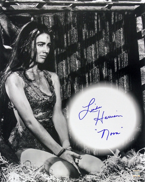 1968 Linda Harrison Planet of the Apes (pictured kneeling) Signed LE 16x20 B&W Photo (JSA) 