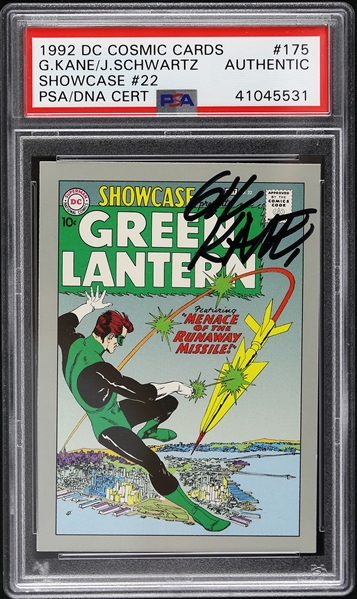 1992 Gil Kane & Julius Schwartz Green Lantern Signed DC Cosmic Card (PSA/DNA Slabbed)