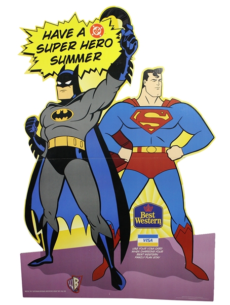 1997 Batman Superman DC Comics Best Western 47" x 68" Stand Up Display