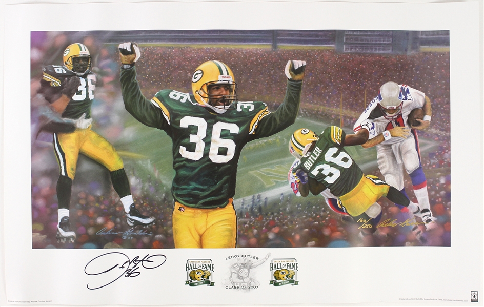 2007 LeRoy Butler Green Bay Packers Signed 22" x 34" Lithograph (JSA) 160/250