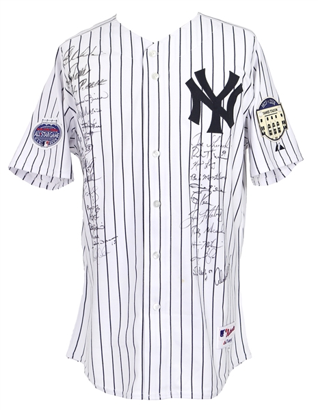 2008 New York Yankees Team Signed Home Jersey w/ 35 Signatures Including Derek Jeter, Mariano Rivera, Alex Rodriguez & More (JSA)