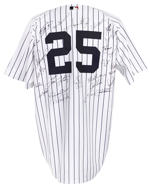 2005 New York Yankees Team Signed Home Jersey w/ 28 Signatures Including Derek Jeter, Mariano Rivera, Alex Rodrigeuz & More (JSA)