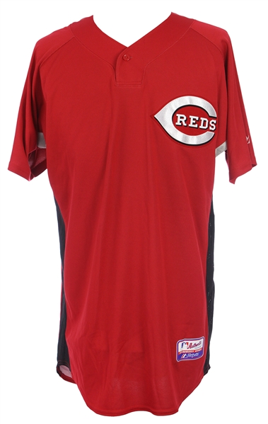 2007-10 Barry Larkin Cincinnati Reds Batting Practice Jersey (MEARS LOA)