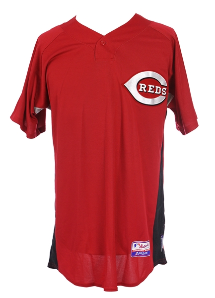 2007-10 Barry Larkin Cincinnati Reds Batting Practice Jersey (MEARS LOA)