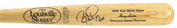 1991 Barry Larkin Cincinnati Reds Signed Louisville Slugger Kid Glove Game Honorary Chairman Bat (JSA)