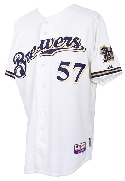 2011 (September 23) Francisco Rodriguez Milwaukee Brewers Game Worn Home Jersey (MEARS A10/MLB Hologram)