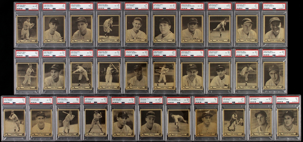 1940 Play Ball Fresh To the Hobby Lot of 101 (All Fully Graded by PSA)
