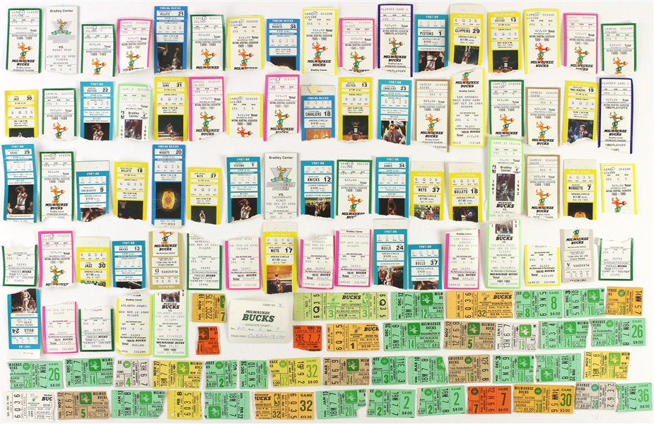 1974-99 Milwaukee Bucks Ticket Stub Collection - Lot of 350+
