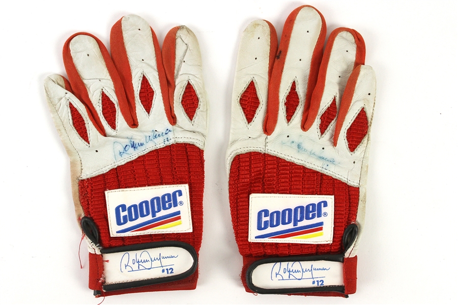 1999-2001 Roberto Alomar Cleveland Indians Signed Game Worn Cooper Batting Gloves (MEARS LOA/JSA) 