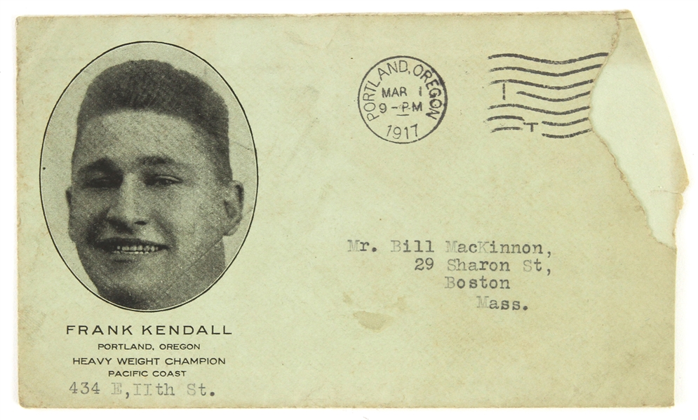 1917 Frank Kendall Pacific Coast Heavyweight Champion Postmarked Envelope
