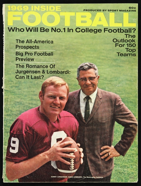 1969 Inside Football Magazine Featuring Vince Lombardi & Sonny Jurgensen