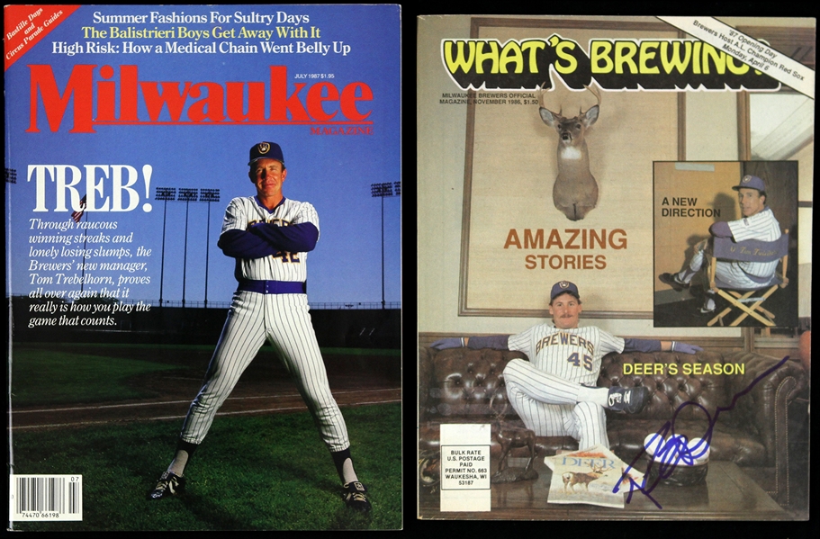 1986-1987 Rob Deer Milwaukee Brewers Signed "Whats Brewing" & Milwaukee Magazine (JSA)