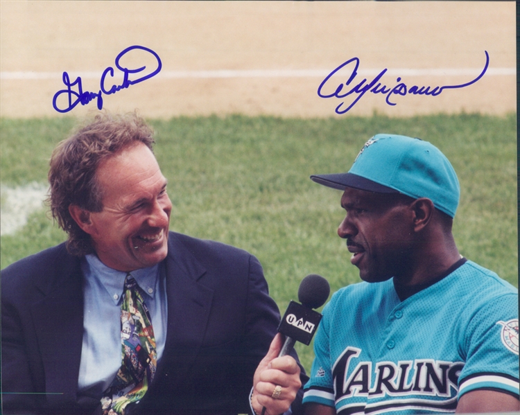 1995-1996 Andre Dawson Florida Marlins and Gary Carter Autographed Colored 8x10 Photo (JSA)
