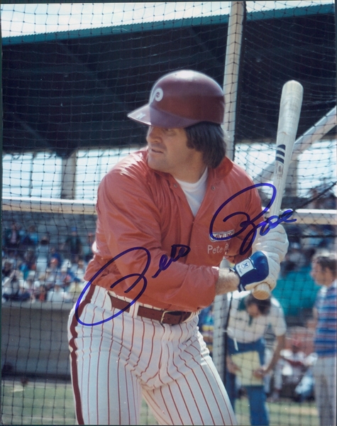 1979-1983 Pete Rose Philadelphia Phillies Autographed Color 8"x10" Photo (JSA)