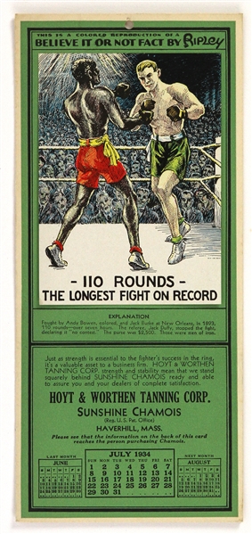 1934 Andy Bowen Jack Burke Longest Fight on Record 4" x 9" Ripleys Believe It or Not Pamphlet