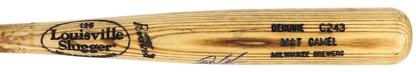 2008 Mat Gamel Milwaukee Brewers Signed Louisville Slugger Professional Model Game Used Bat (MEARS LOA/JSA)