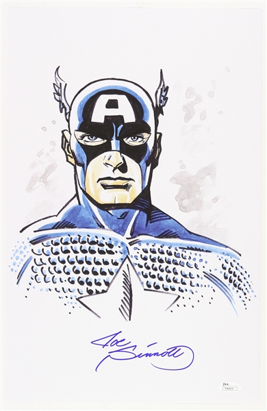 1990s Joe Sinnott Captain America Signed 11x17 Color Print (JSA)