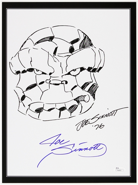 1976  Joe Sinnott The Thing Fantastic Four Pencil Sketch Signed 11x17 B&W Print (JSA)