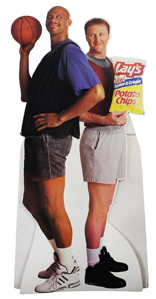 1992 Kareem Abdul Jabbar Larry Bird Lays Potato Chips 40" x 84" Stand Up Advertising Display