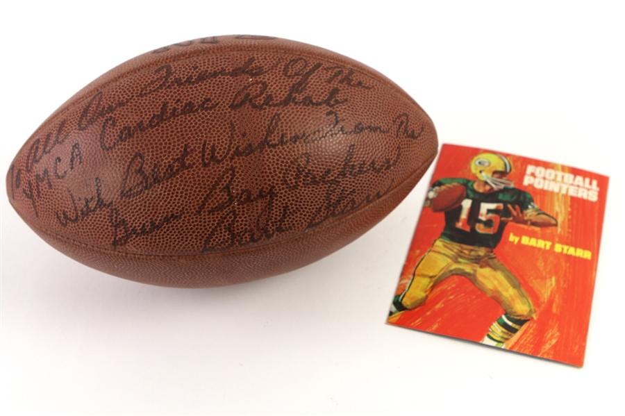 1985 Bart Starr Green Bay Packers Signed & Inscribed Football w/ Football Pointers Booklet (*JSA*)
