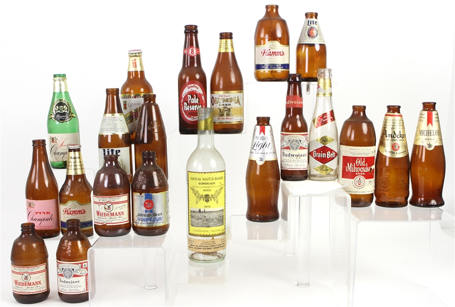 1950s-80s Beer Memorabilia Collection - Lot of 200+ w/ Bottles, Carriers & Displays