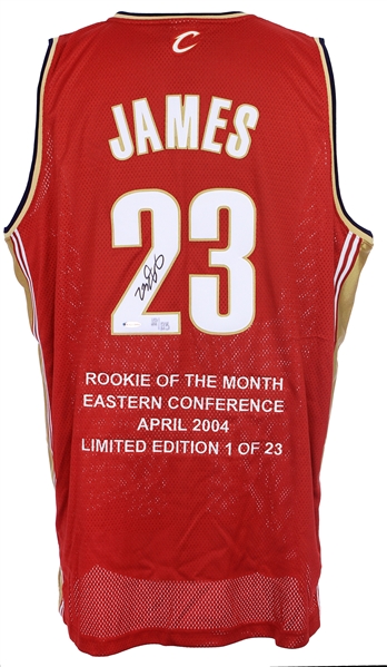 2004 LeBron James Cleveland Cavaliers Signed April Rookie of the Month Jersey (Upper Deck Authentication)