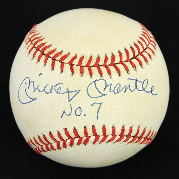 1990-91 Mickey Mantle New York Yankees Signed & Inscribed OAL Brown Baseball (*Full JSA Letter*)