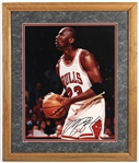 1990s Michael Jordan Chicago Bulls Secretarial Signed 23" x 27" Framed Photo