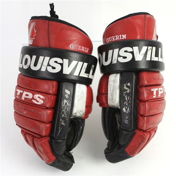 1991-97 Bill Guerin New Jersey Devils Game Worn Louisville Gloves (MEARS LOA)