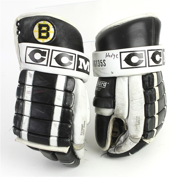 1990-92 Ken Hodge Boston Bruins Game Worn CCM Gloves (MEARS LOA) 