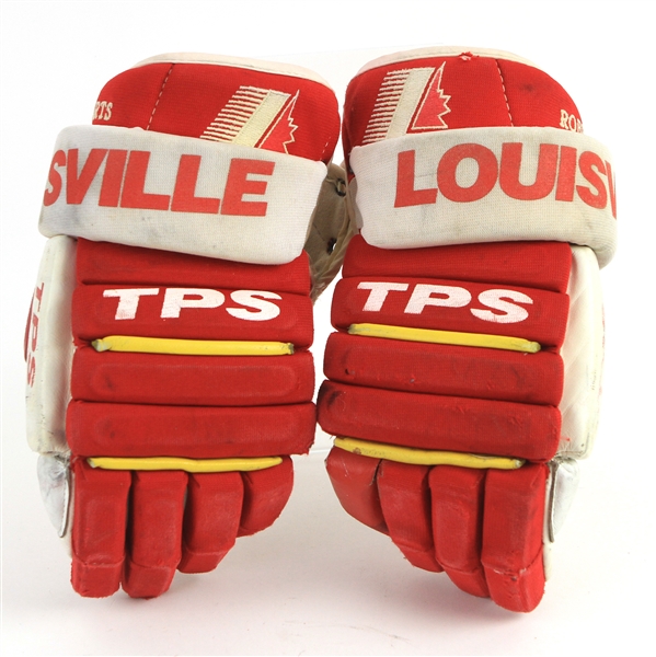 1986-96 Gary Roberts Calgary Flames Game Worn Louisville Gloves (MEARS LOA)