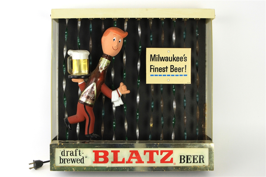 1960s Blatz Beer Running Waiter 17"x 17" Display