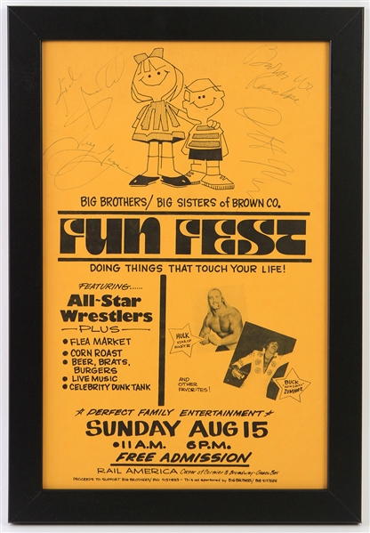 1982 Greg Gagne Baron Von Raschke Signed 13" x 19" Framed Fun Fest Poster 