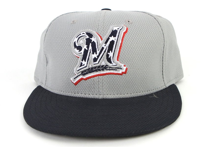 2013 (July 4) Wily Peralta Milwaukee Brewers Game Worn Cap (MEARS LOA/MLB Hologram)
