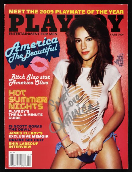 2009 America Olivo Signed Playboy Magazine (JSA)